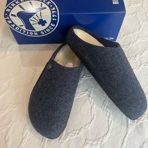 NEW BIRKENSTOCK Zermatt Shearling Wool Felt Dark Blue size 39